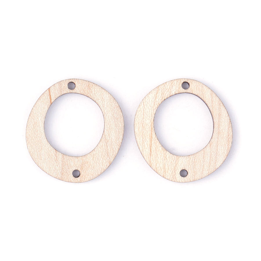 33mm Donut with Off Center Cutout Maple Wood Connector Set - Goody Beads