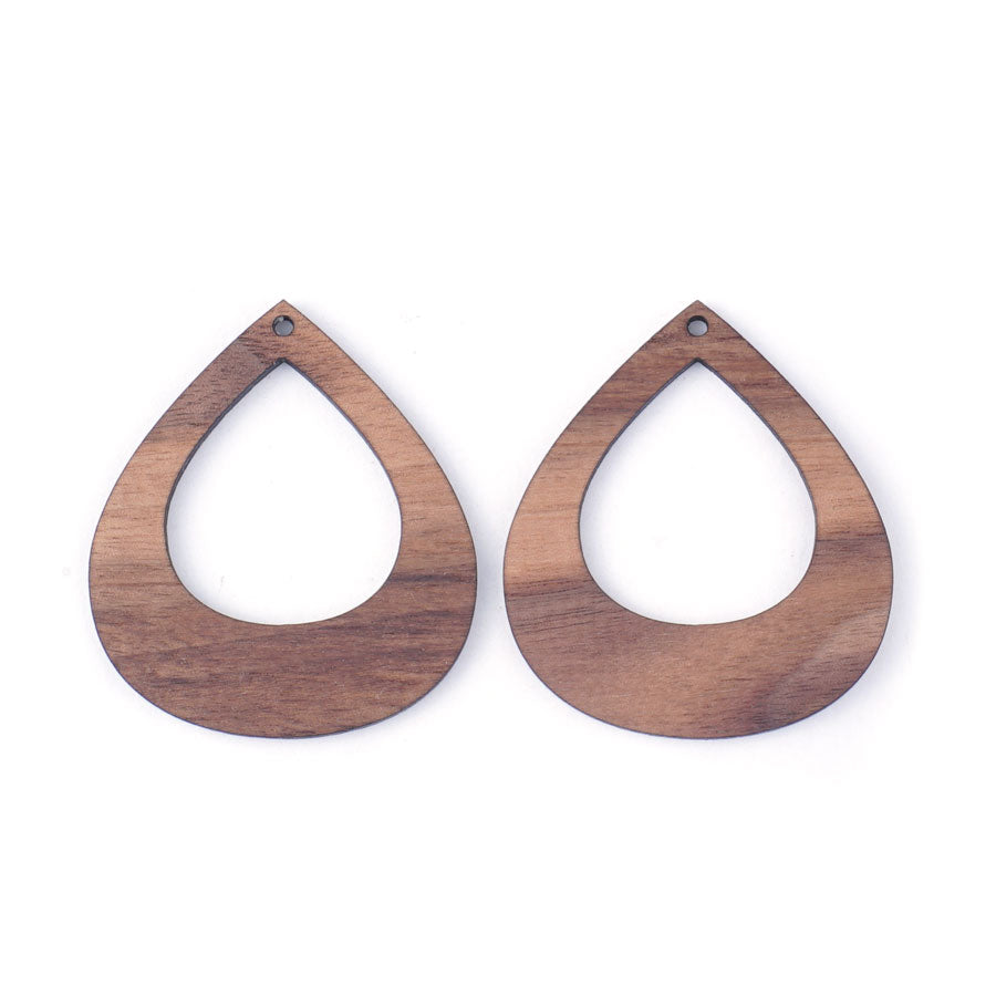 55x49mm Pear Shape with Cut Out Walnut Wood Component Set - Goody Beads