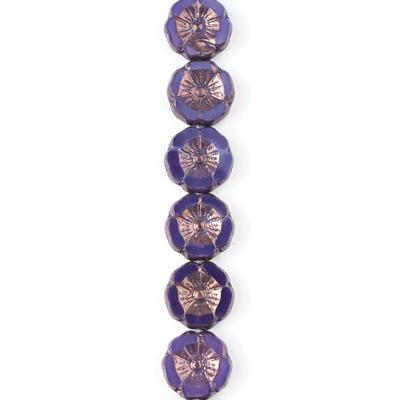 12mm Purple Opaline with Bronze Finish Hibiscus Czech Glass Beads from Raven's Journey - Goody Beads