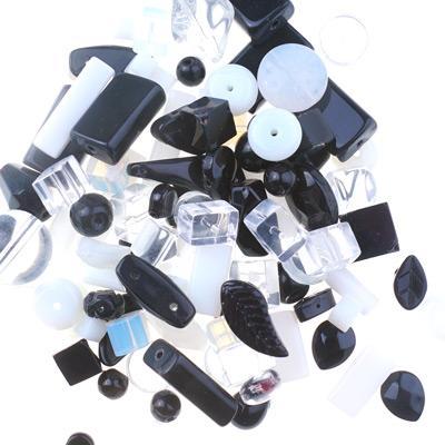 Black and White Pressed Glass Bead Mix - Goody Beads