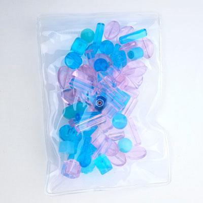 Pink and Blue Pressed Glass Bead Mix - Goody Beads