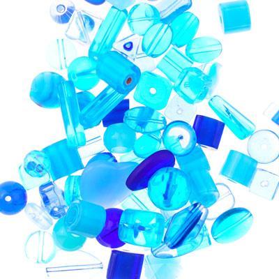 Blue and Aqua Pressed Glass Bead Mix - Goody Beads