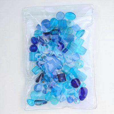 Blue and Aqua Pressed Glass Bead Mix - Goody Beads