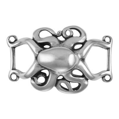 Antique Silver Octopus Slider for 10mm Flat Leather - Goody Beads