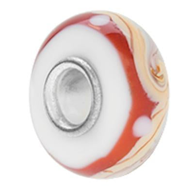 14mm Red Caramel Swirl Large Hole Beads