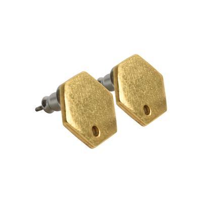 12mm 24k Gold Plated Pewter Hexagon Post Earring by Nunn Design - Goody Beads