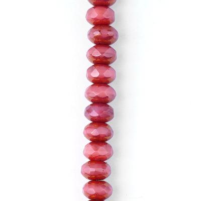 5x3mm Pink Silk with Bronze Finish Rondelle Czech Glass Beads from Raven's Journey - Goody Beads