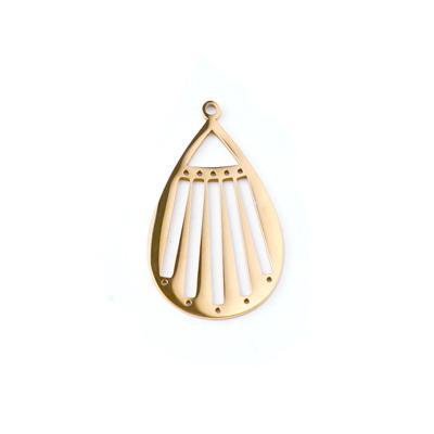 37mm Gold-Plated Stainless Steel Beadable Teardrop Pendant - Goody Beads