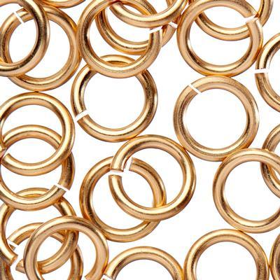 9mm Matte Gold Plated 14 Gauge Round Jump Rings - Goody Beads