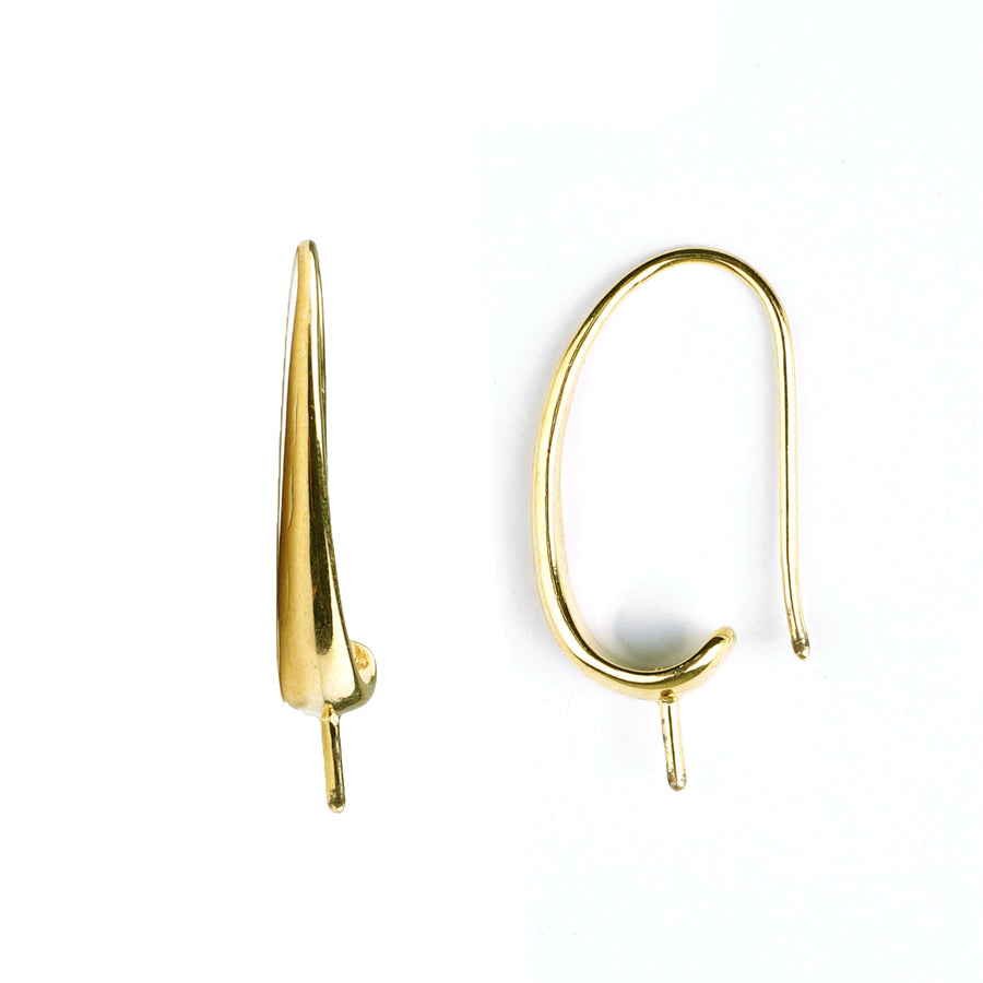23mm Gold Hook Earrings with Half Drill Post - Goody Beads