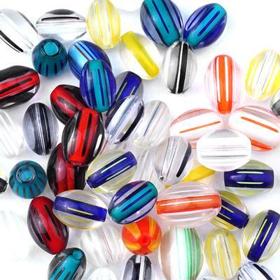 Assorted Small Oval Cane Glass Beads Grab Bag - Goody Beads