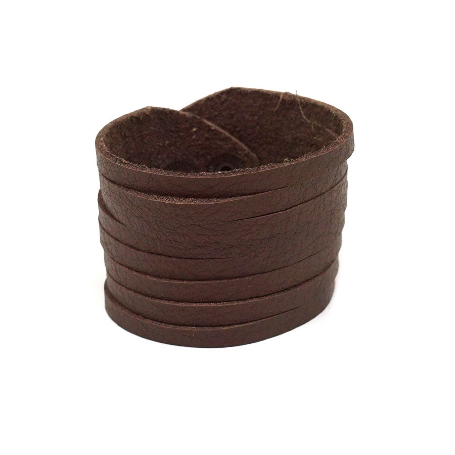 Cocoa Shredded Leather Cuff - Goody Beads