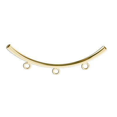 50mm Gold Plated Curved Tube Bead with 3 Loops - Goody Beads
