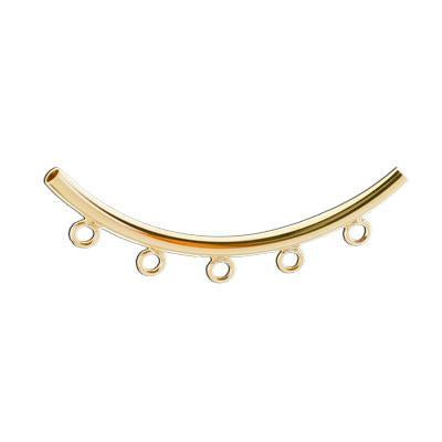 50mm Gold Plated Curved Tube Bead with 5 Loops - Goody Beads