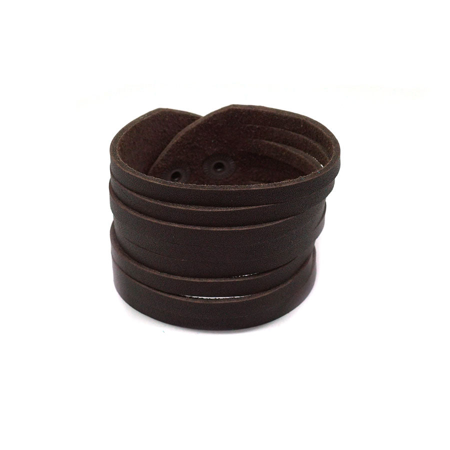 Dark Chocolate Shredded Leather Cuff - Goody Beads