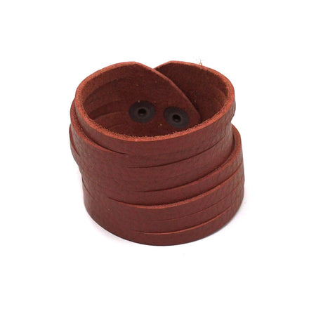 Dark Rust Shredded Leather Cuff - Goody Beads