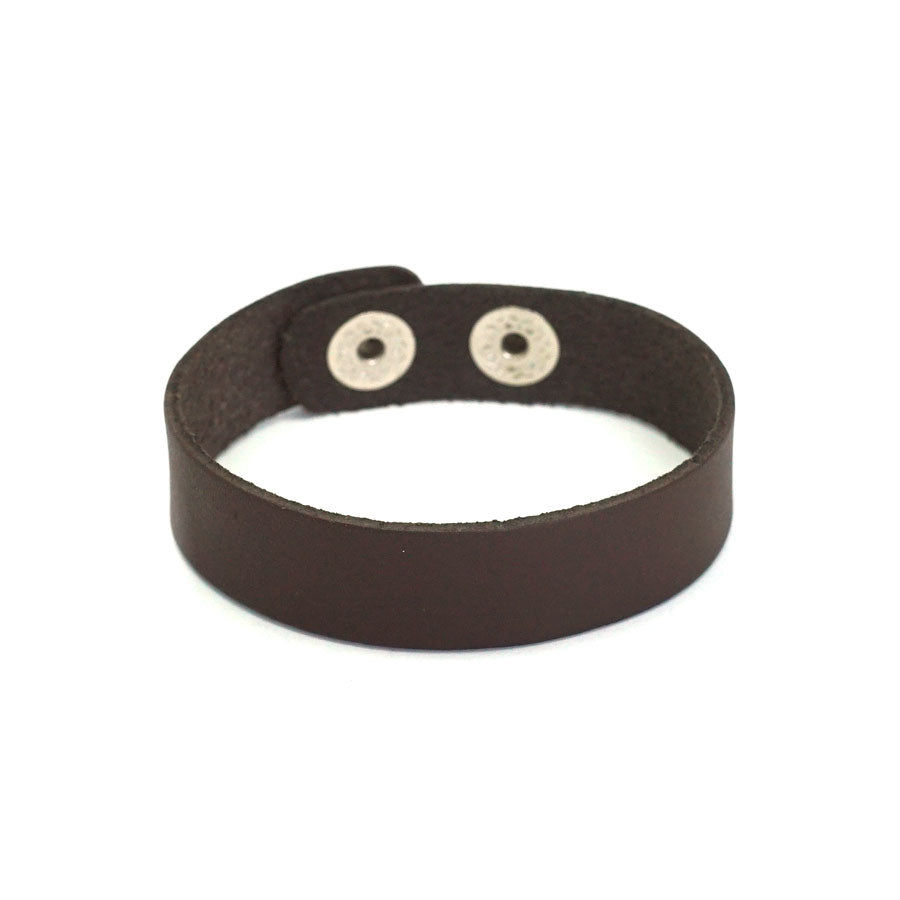 1.5cm Red Brown Leather Cuff with Silver Snaps - Goody Beads