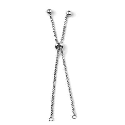 Rhodium Plated Adjustable Wheat Chain with Ball Ends Bracelet Sliding Clasp - Goody Beads
