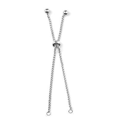 Silver Plated Adjustable Wheat Chain with Ball Ends Bracelet Sliding Clasp - Goody Beads