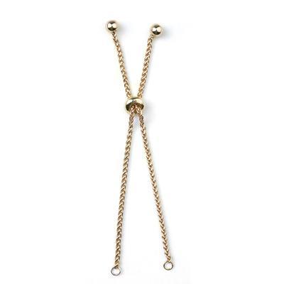 Gold Plated Adjustable Wheat Chain with Ball Ends Bracelet Sliding Clasp - Goody Beads