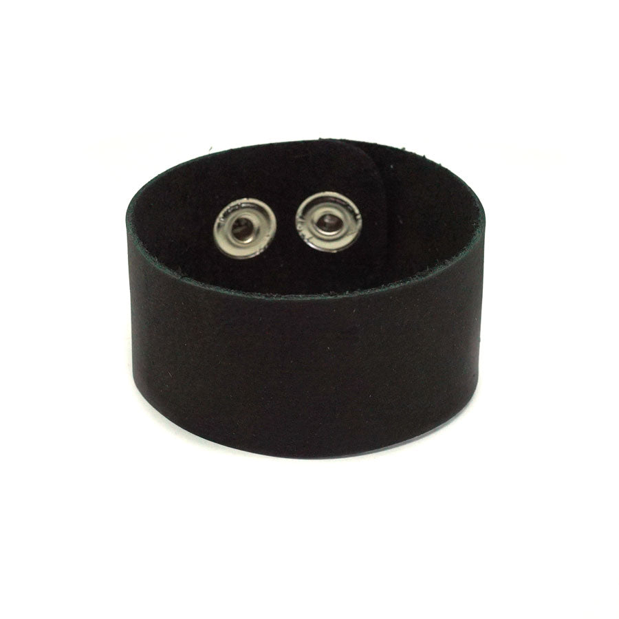 3.2cm Black Nubuck Leather Cuff with Silver Snaps - Goody Beads