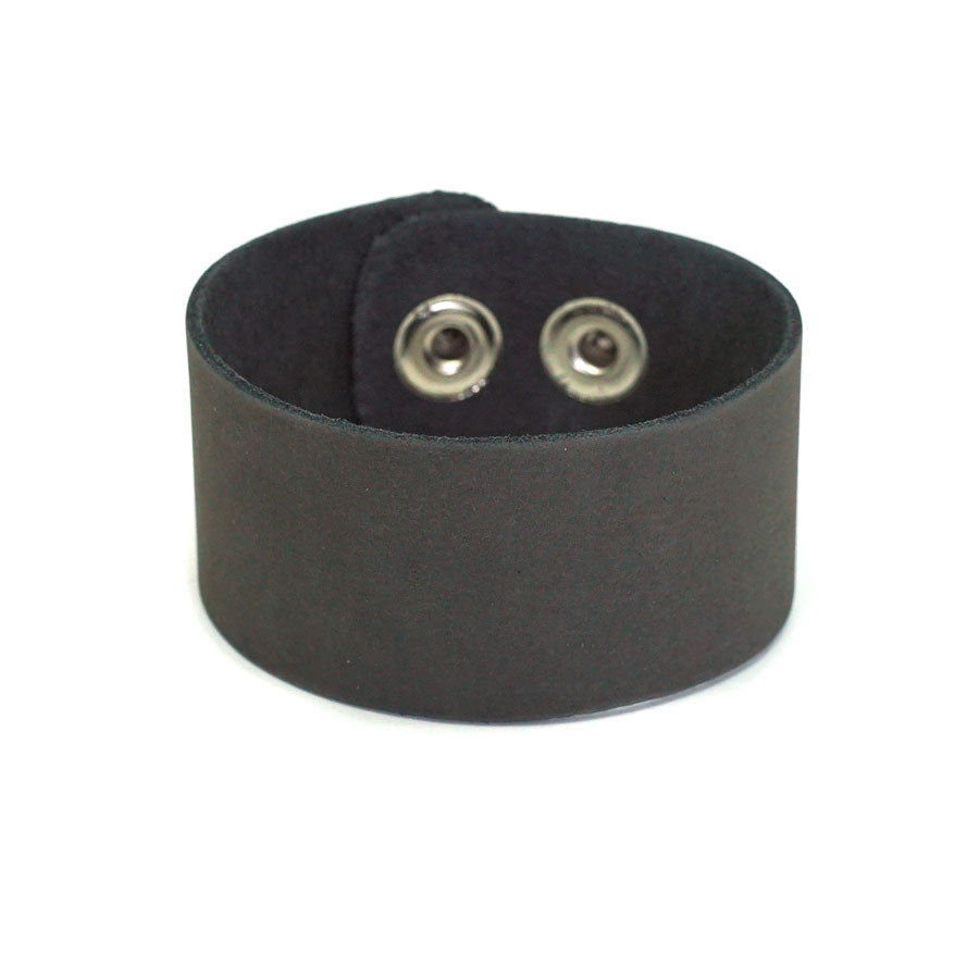 3.2cm Shark Blue Nubuck Leather Cuff with Silver Snaps - Goody Beads