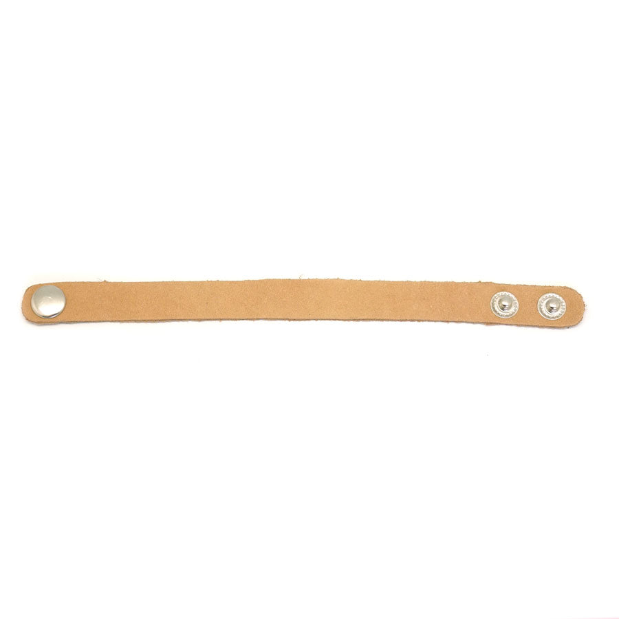 1.5cm Natural Tan Nubuck Leather Cuff with Silver Snaps - Goody Beads