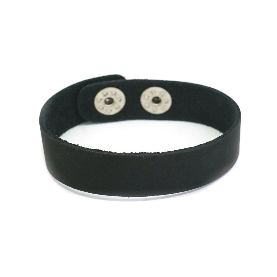 1.5cm Black Nubuck Leather Cuff with Silver Snaps - Goody Beads