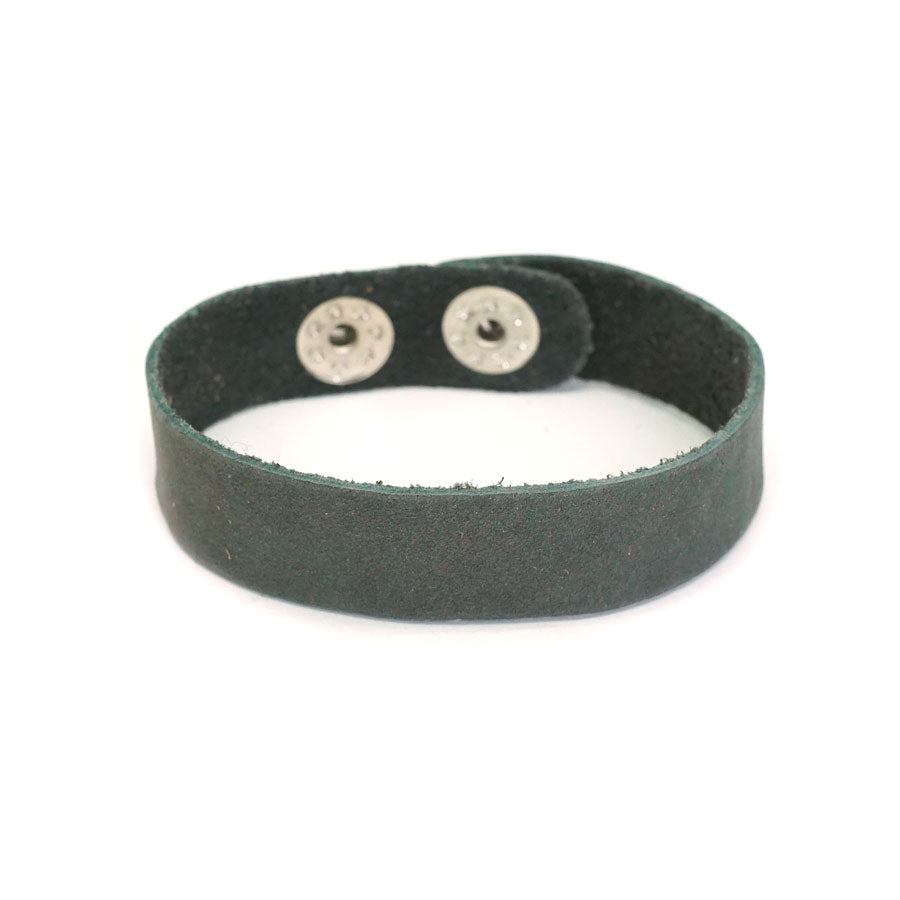 1.5cm Shark Blue Nubuck Leather Cuff with Silver Snaps - Goody Beads
