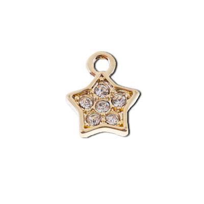 11mm Gold Plated with Clear Crystals Star Charm - Goody Beads