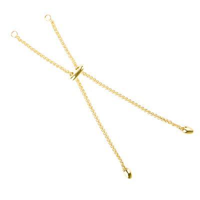 Gold Plated Adjustable Wheat Chain Bracelet Sliding Clasp - Goody Beads