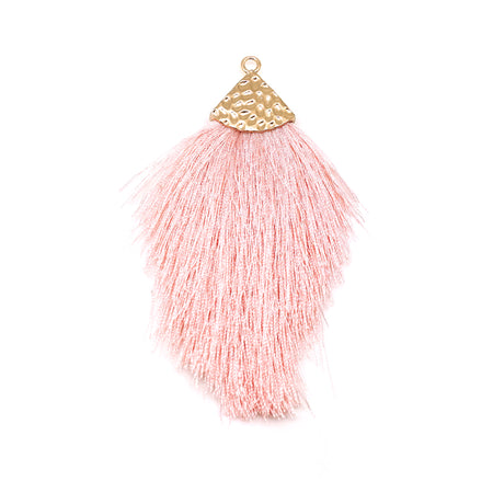 Blush Pink Large Capped Flat Tassel with Gold Textured Cap - 4.25 Inches Long - Goody Beads