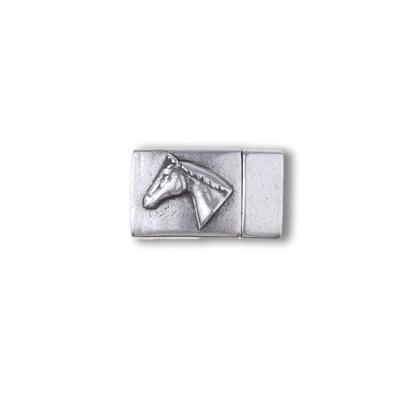 Antique Silver Horse Head Magnetic Clasp for 10mm  Flat Leather