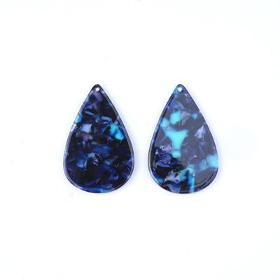 40x26mm Blue Acetate Teardrop Pendant - Goody Beads