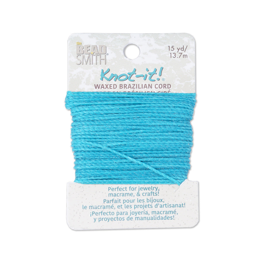 Knot It Aqua Waxed Brazilian Polyester Cord - 15 Yards - Goody Beads