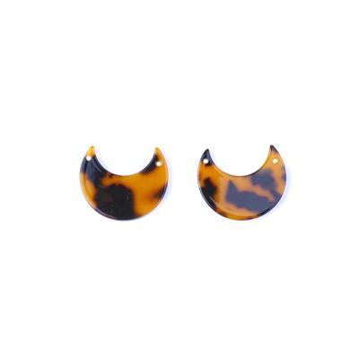 25x30mm Tortoise Acetate Crescent Shape Pendant/Connector - Goody Beads