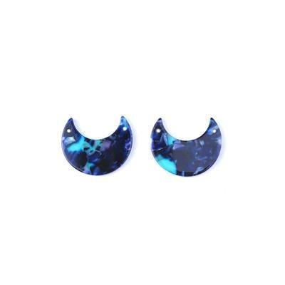 25x30mm Blue Acetate Crescent Shape Pendant/Connector - Goody Beads
