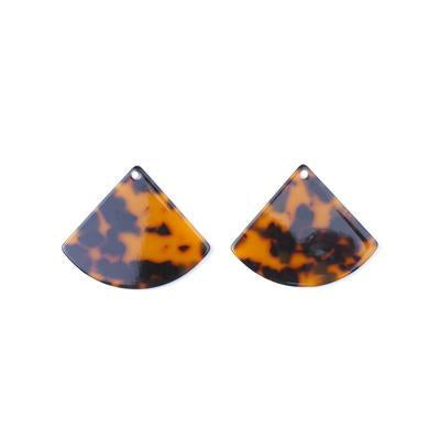 37x44mm Tortoise Shell Acetate Jumbo Fan Pendant - Goody Beads