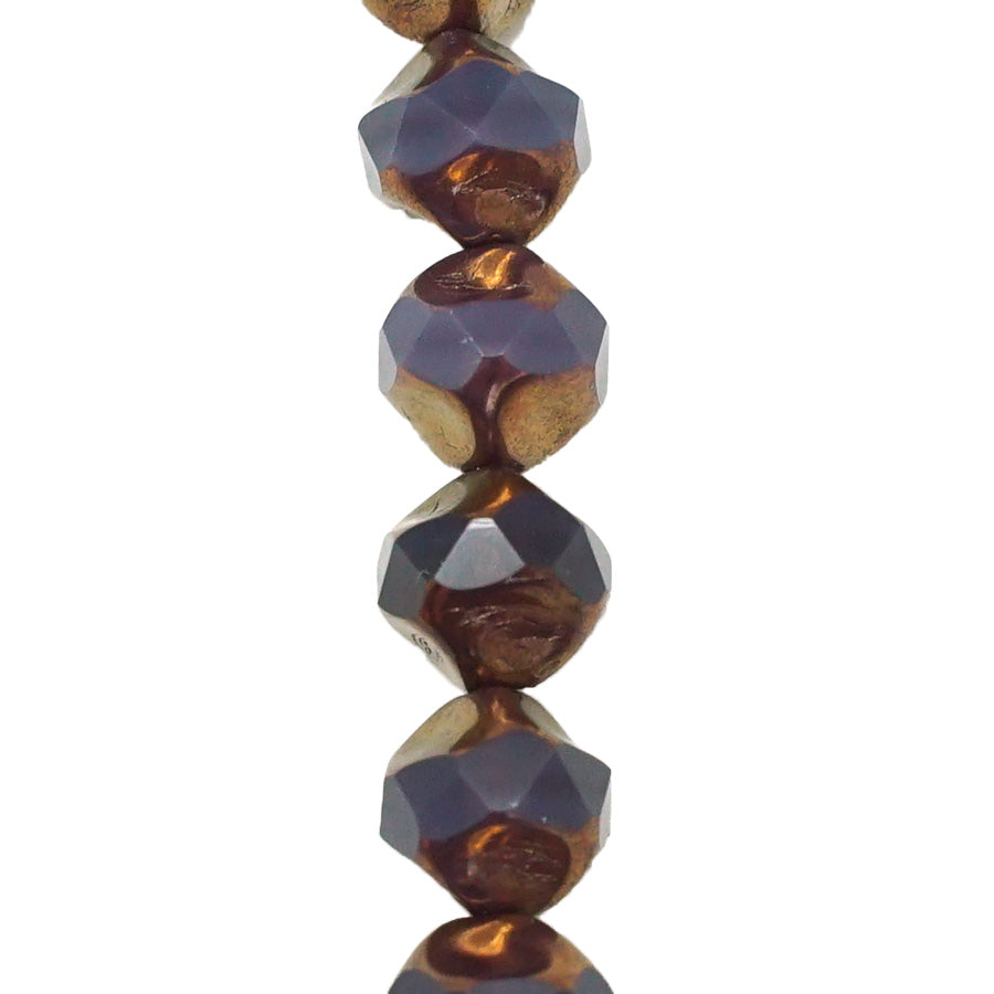 9mm Purple Opaline with Bronze Finish Central Cut Czech Glass Beads from Raven's Journey - Goody Beads