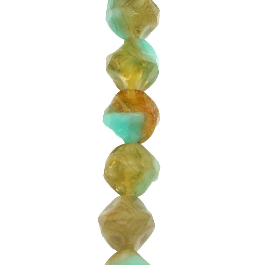 9mm Turquoise Opaque and Amber Opaline Mix Central Cut Czech Glass Beads from Raven's Journey - Goody Beads