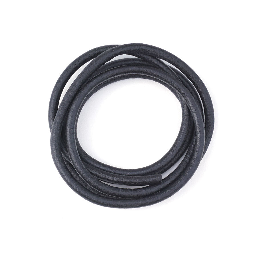 4mm Natural Black Round Leather Cord - 1 Meter - Goody Beads