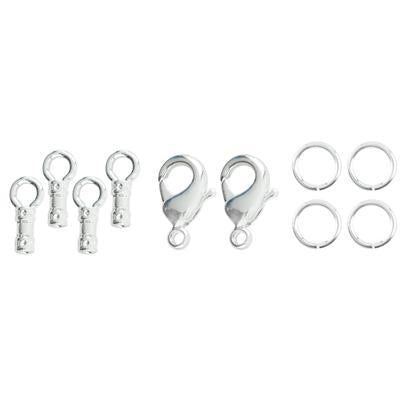 1mm Silver Plated Loop Crimp Lobster Clasp Set - Goody Beads