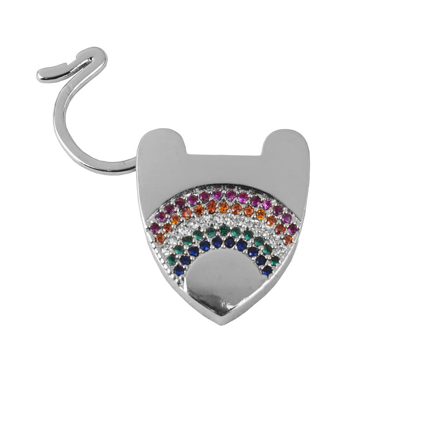 Locked Up in Love 23mm Heart Latch Clasp with Rainbow Crystals - Silver Plated - Goody Beads