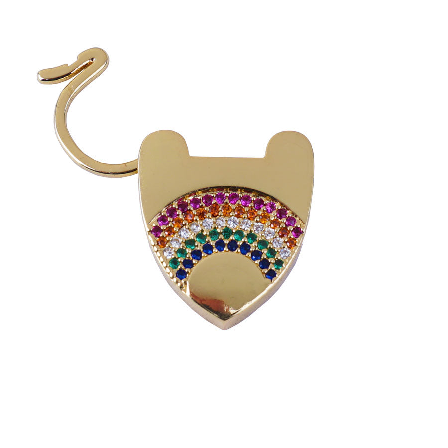 Locked Up in Love 23mm Heart Latch Clasp with Rainbow Crystals - Gold Plated - Goody Beads