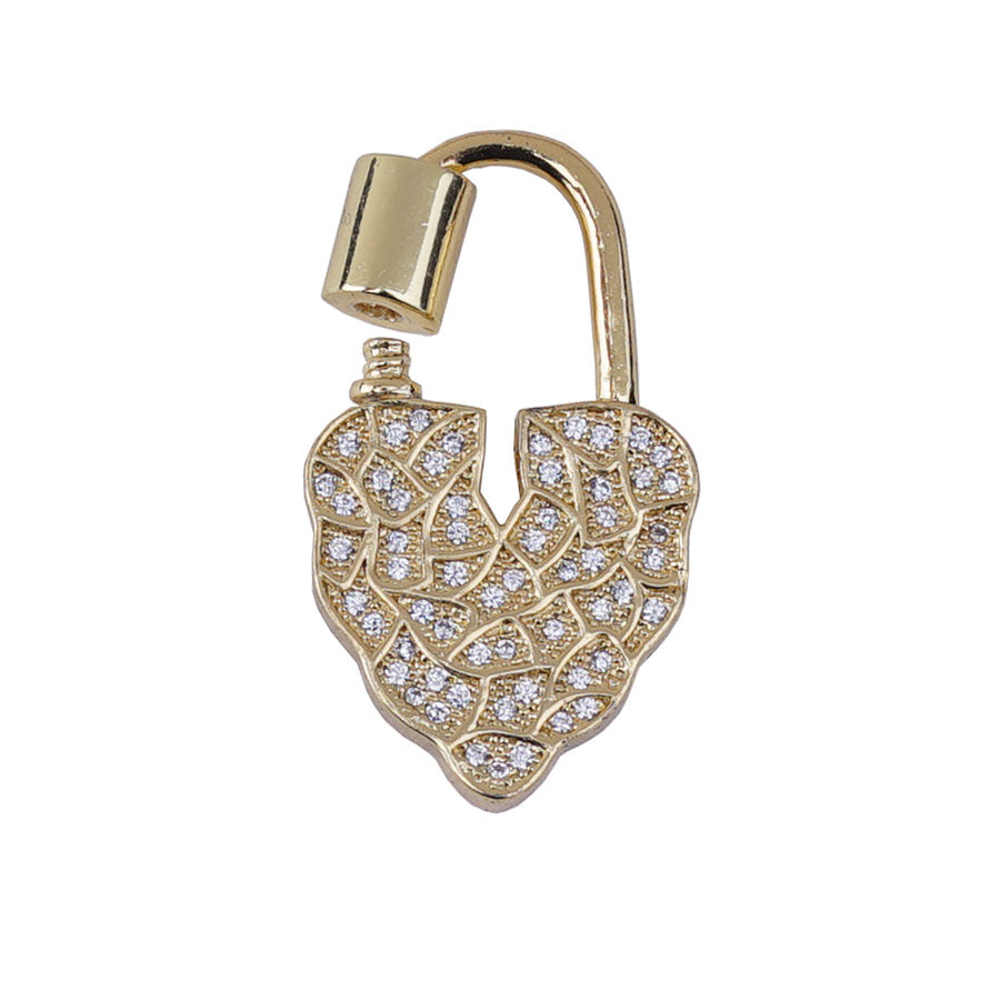 Locked Up in Love 30mm Heart Carabiner Clasp with Crystal Embellishments - Gold - Goody Beads