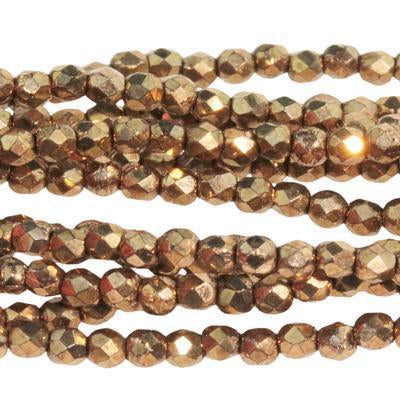 2mm Bronze Czech Glass Fire Polish Beads - Goody Beads