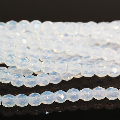 3mm Milky White Czech Glass Fire Polish Beads - Goody Beads