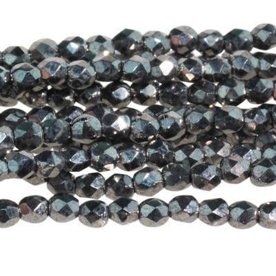 3mm Hematite Czech Glass Fire Polish Beads - Goody Beads