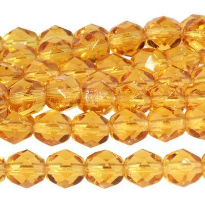 6mm Medium Topaz Czech Glass Fire Polish Beads - Goody Beads