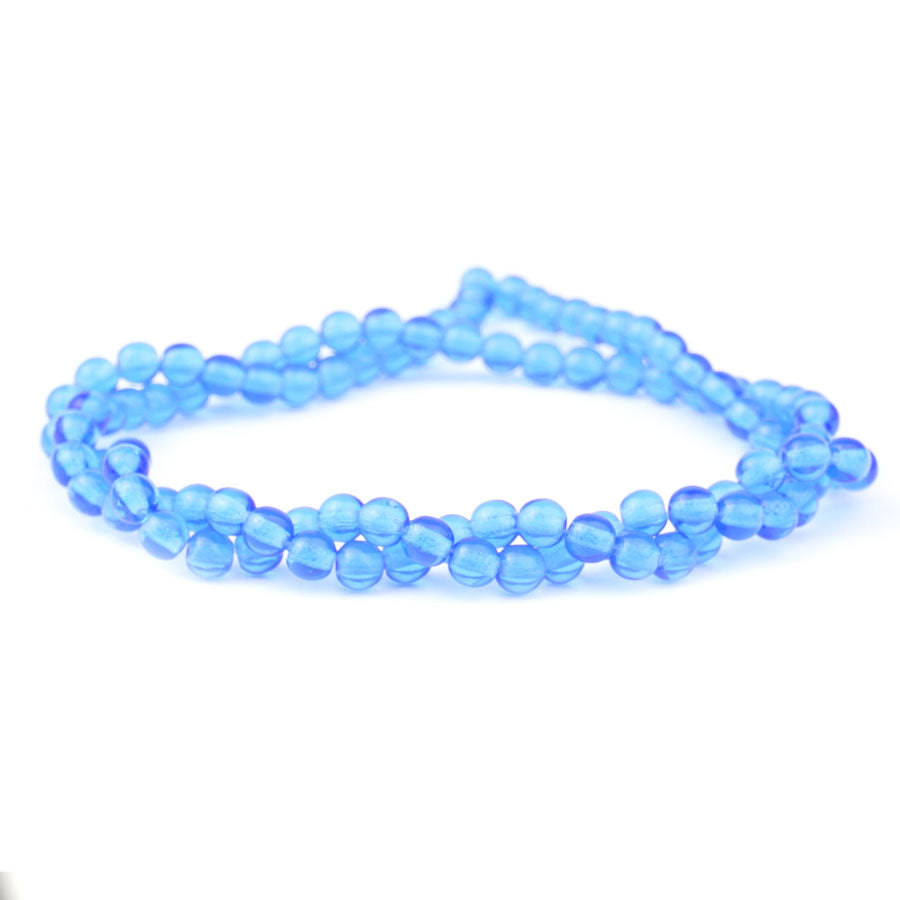 4mm Sapphire Druk Czech Glass Beads - Goody Beads